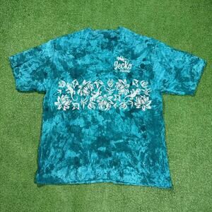 Vintage Gecko Hawaii T-Shirt Mens XL Blue Green AOP Graphic Surf Skate USA 90s